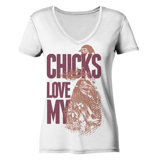 CHICKS LOVE MY - Ladies Organic V-Neck Shirt