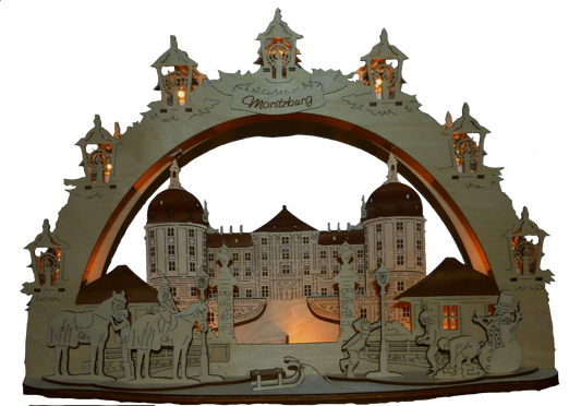 3D LED Holz Schwibbogen 43 cm x 30 cm x 12 cm Schloss Moritzburg