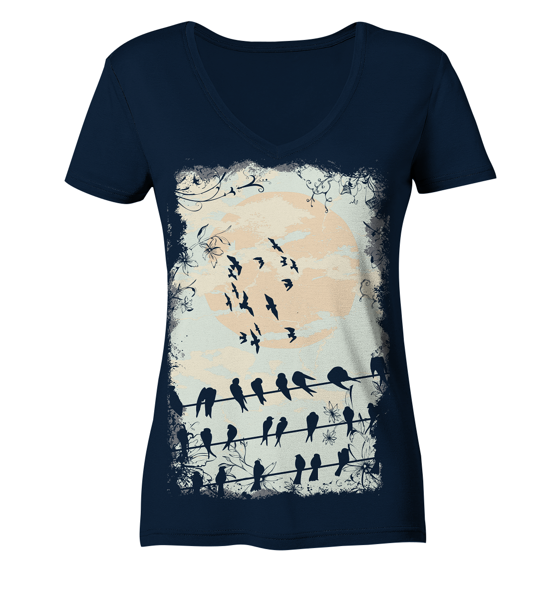 Birds - Ladies Organic V-Neck Shirt