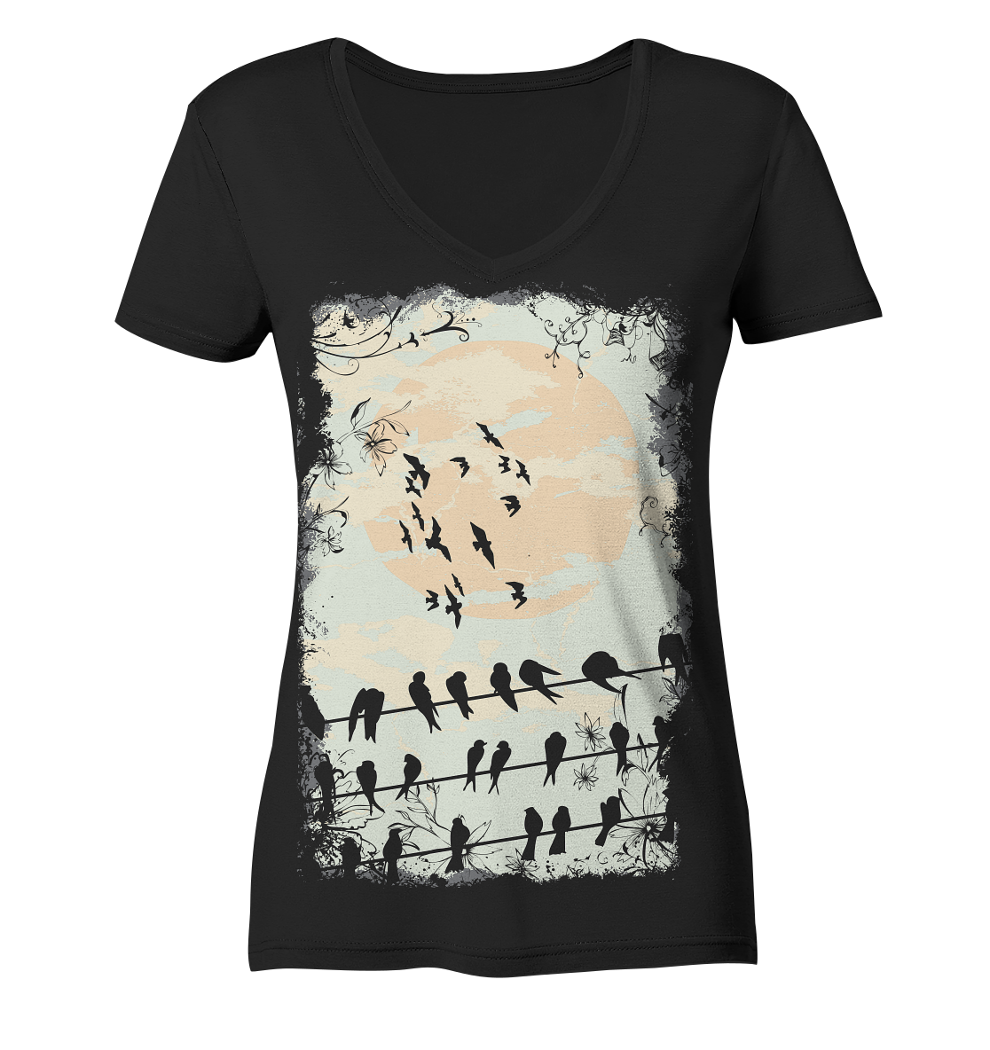 Birds - Ladies Organic V-Neck Shirt