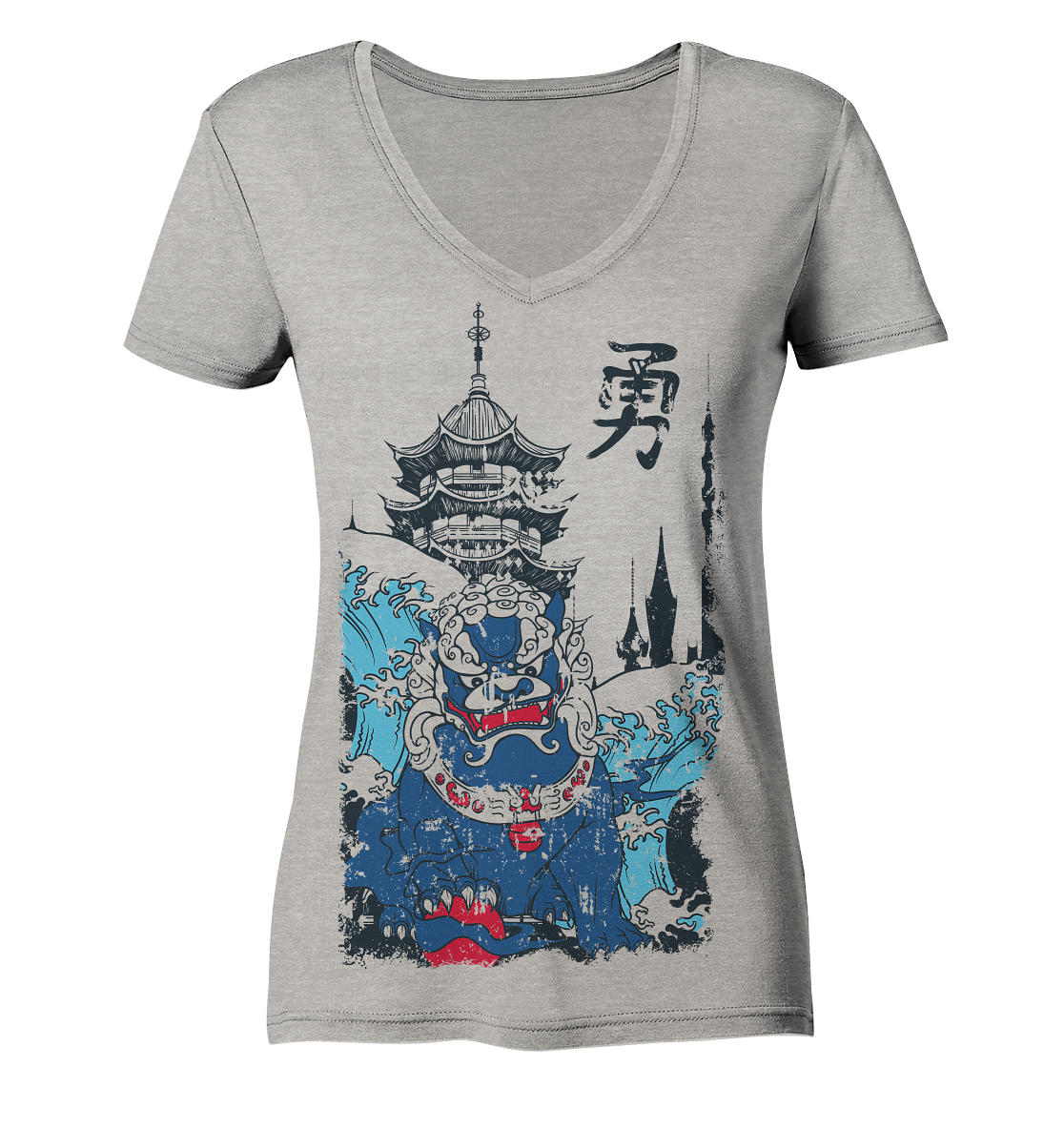 Dragon Blue - Ladies Organic V-Neck Shirt