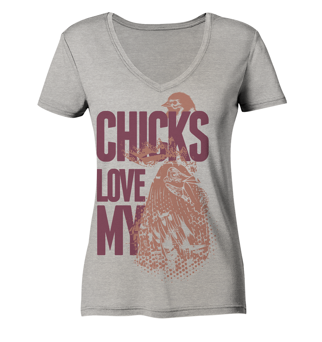 CHICKS LOVE MY - Ladies Organic V-Neck Shirt