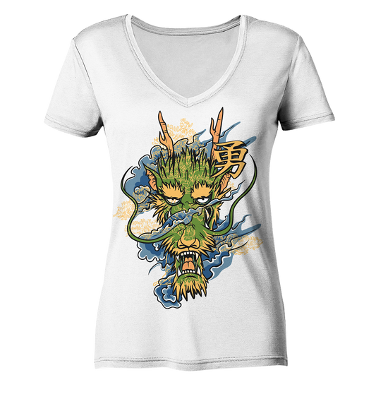 Green Dragon - Ladies Organic V-Neck Shirt