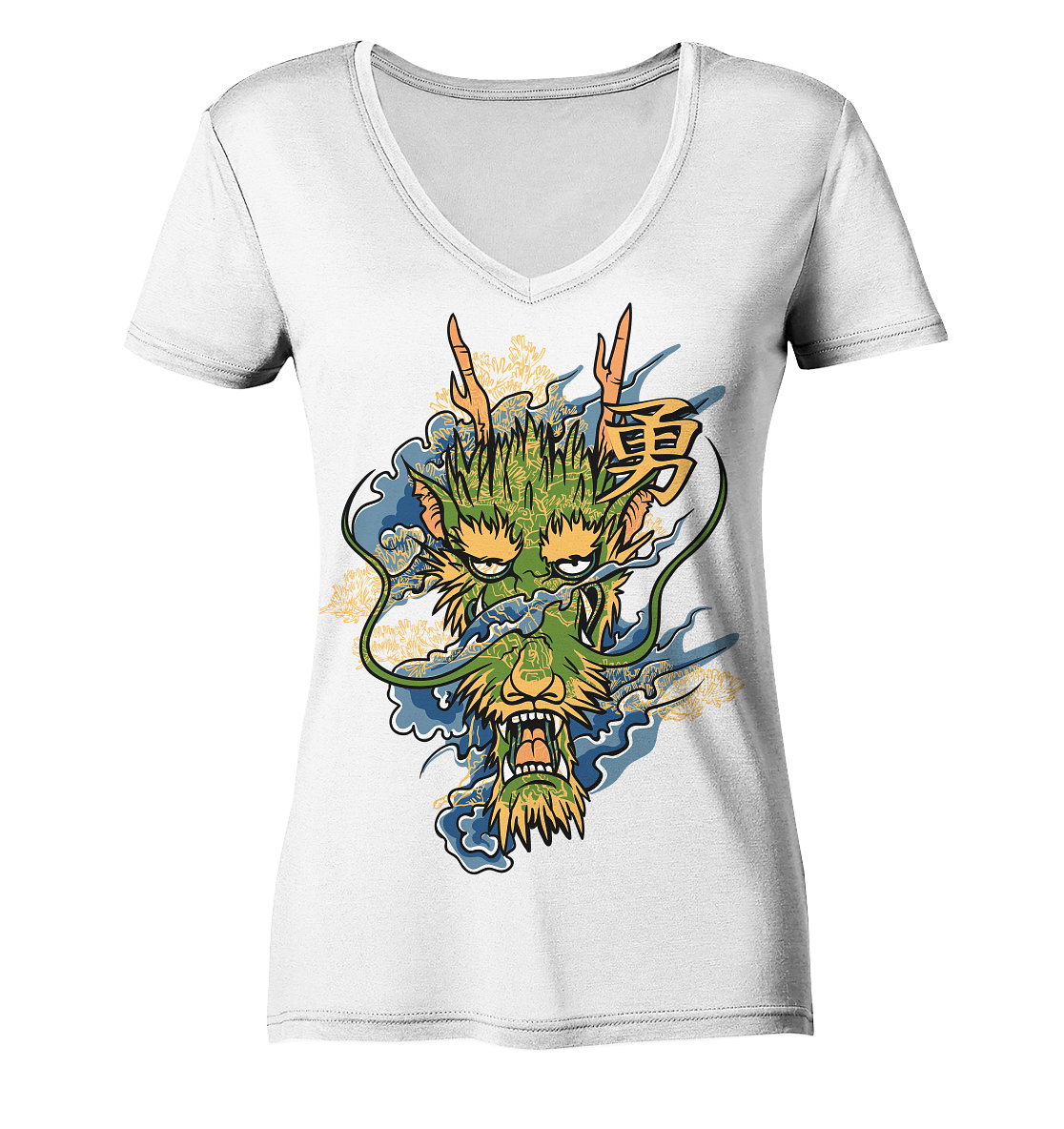 Green Dragon - Ladies Organic V-Neck Shirt