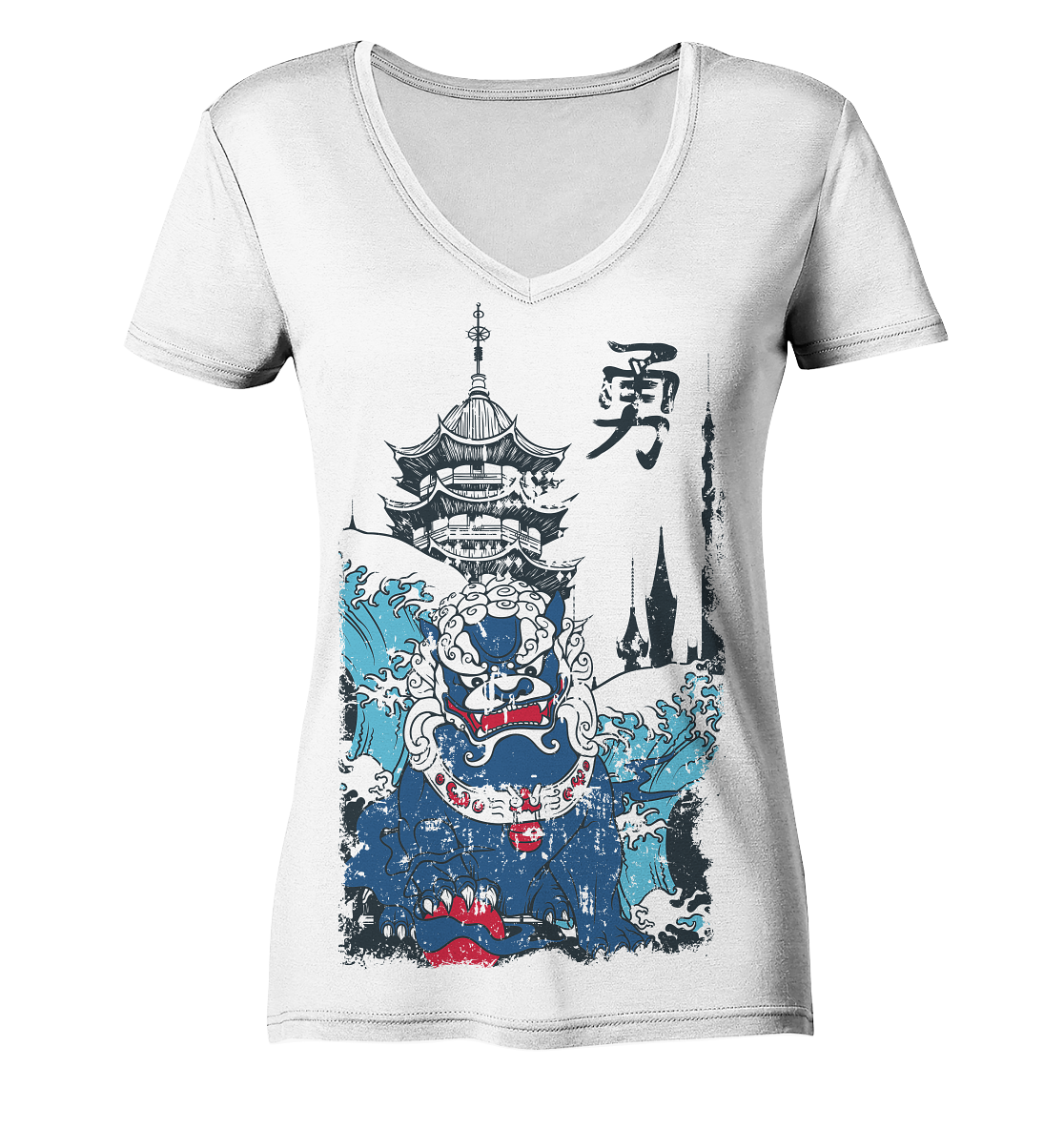 Dragon Blue - Ladies Organic V-Neck Shirt