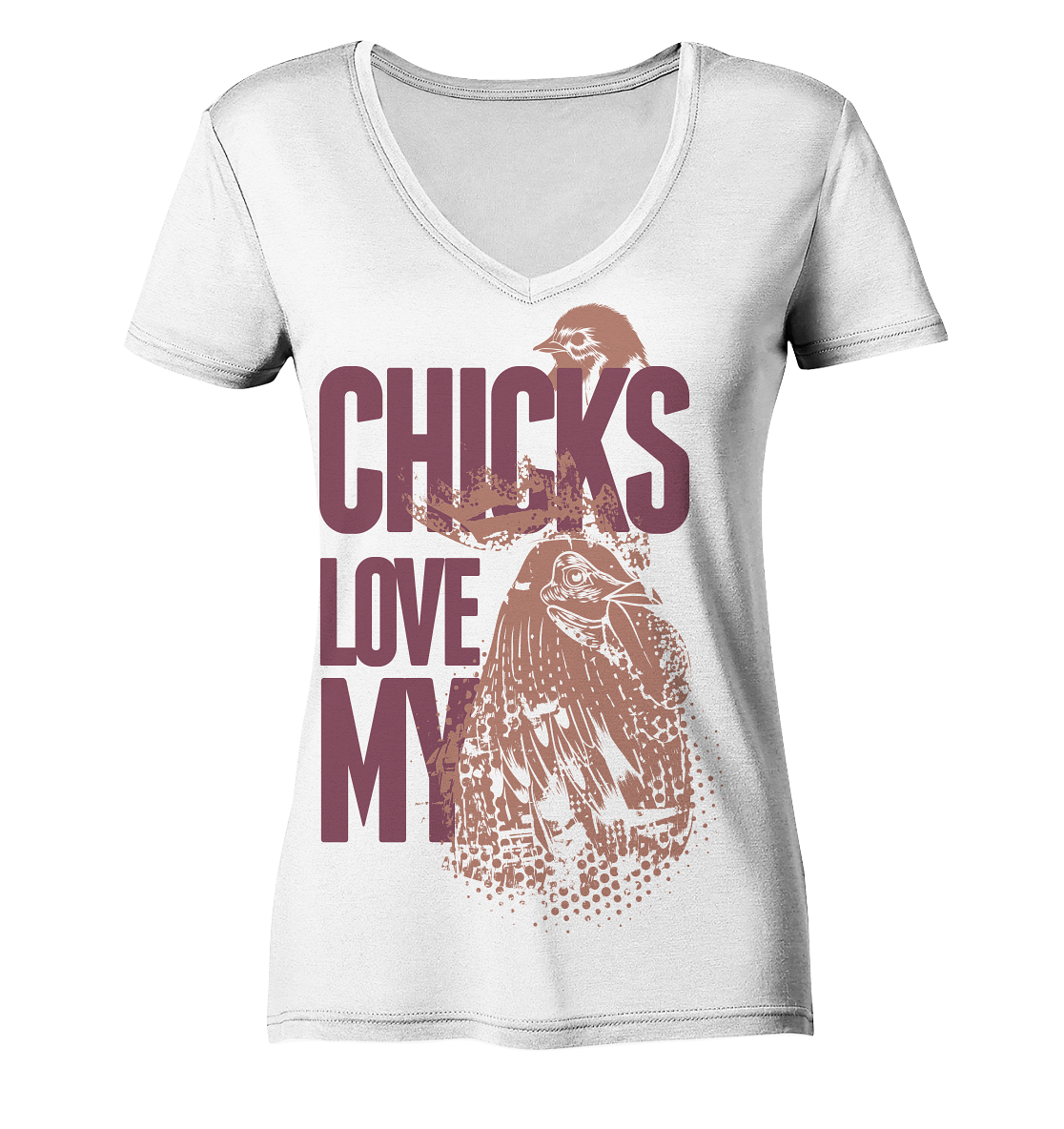 CHICKS LOVE MY - Ladies Organic V-Neck Shirt