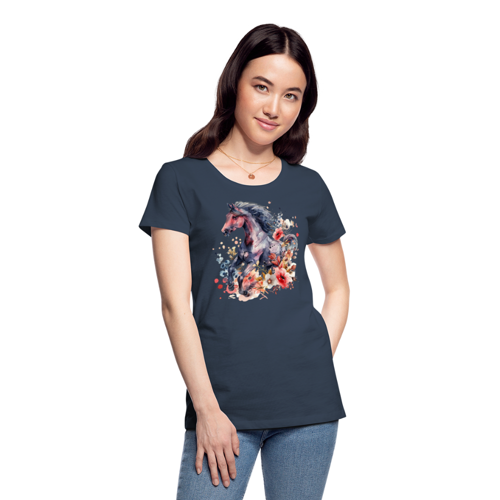 Flower Horse - Frauen Premium Bio T-Shirt - Navy