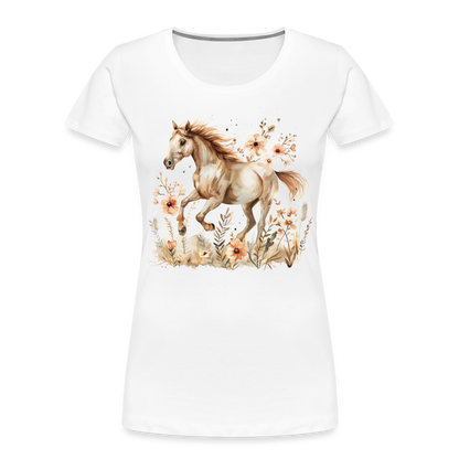 Flower Horse 3 - Frauen Premium Bio T-Shirt - Weiß