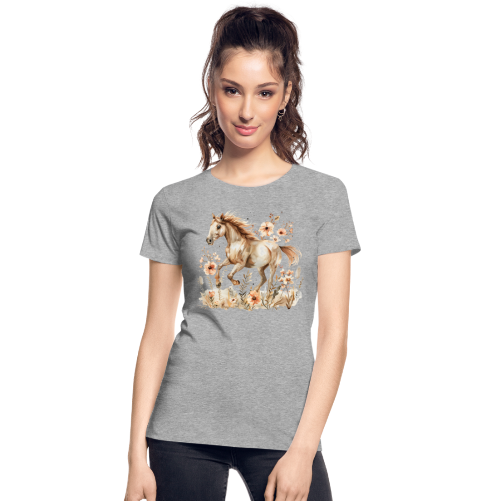 Flower Horse 3 - Frauen Premium Bio T-Shirt - Grau meliert