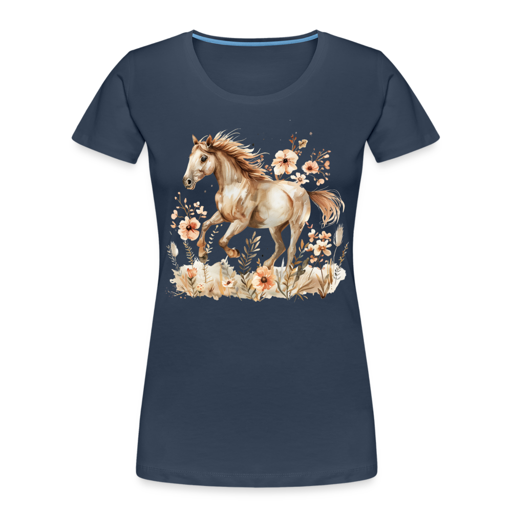 Flower Horse 3 - Frauen Premium Bio T-Shirt - Navy