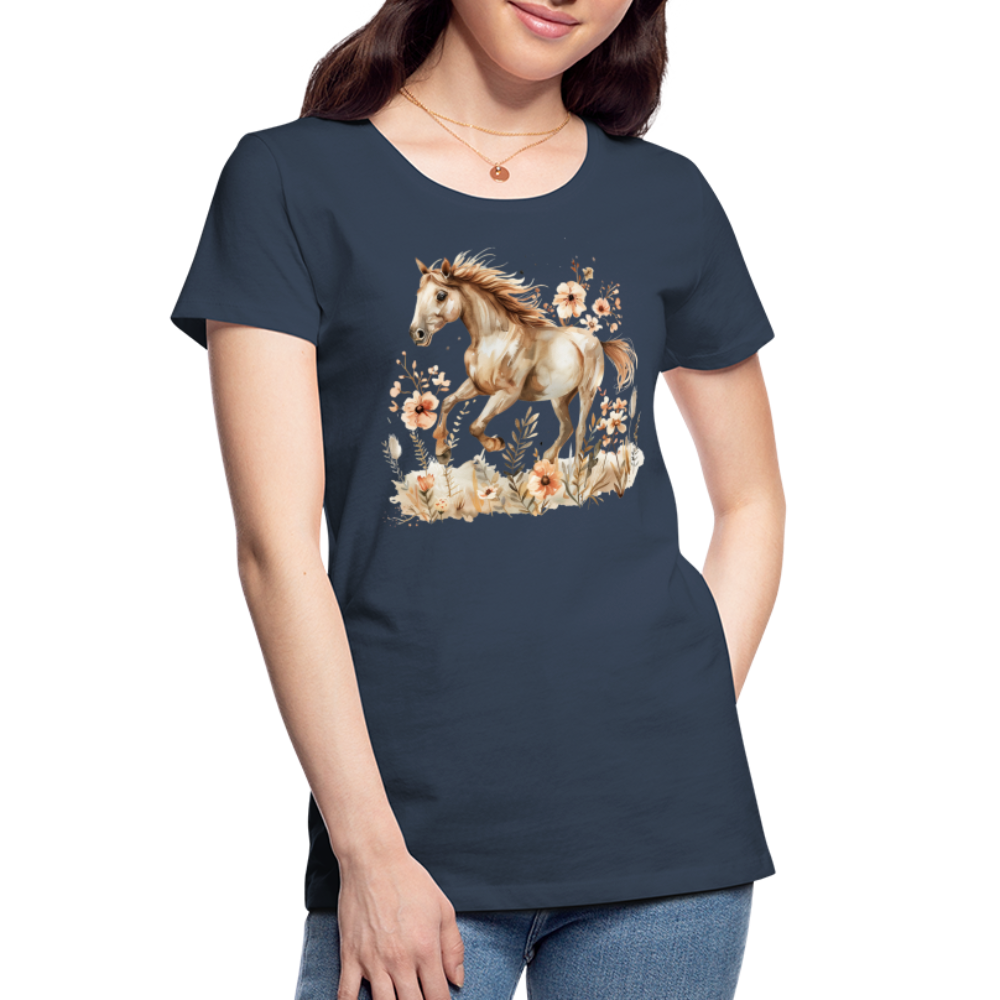 Flower Horse 3 - Frauen Premium Bio T-Shirt - Navy