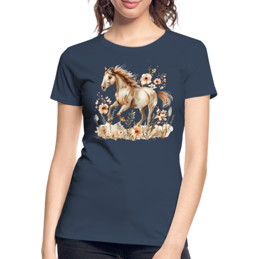 Flower Horse 3 - Frauen Premium Bio T-Shirt - Navy