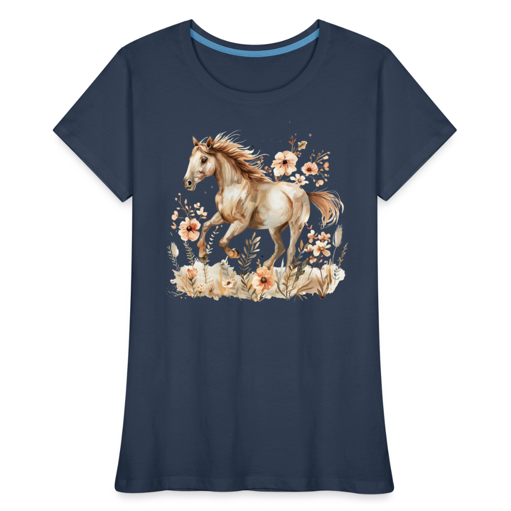 Flower Horse 3 - Frauen Premium Bio T-Shirt - Navy