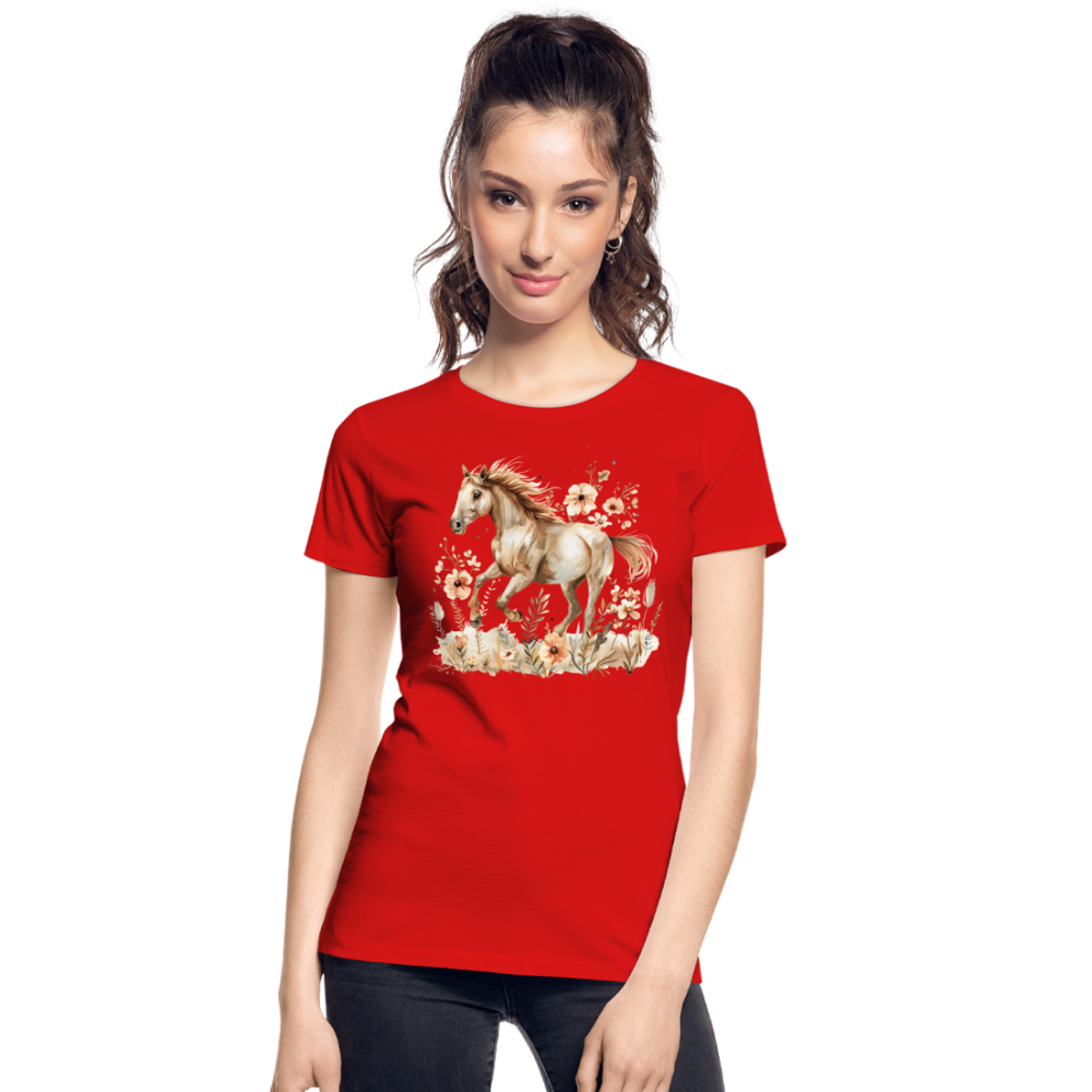 Flower Horse 3 - Frauen Premium Bio T-Shirt - Rot