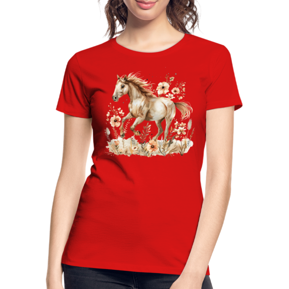 Flower Horse 3 - Frauen Premium Bio T-Shirt - Rot