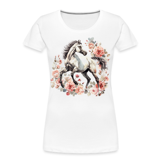 Flower Horse 4 - Frauen Premium Bio T-Shirt - Weiß