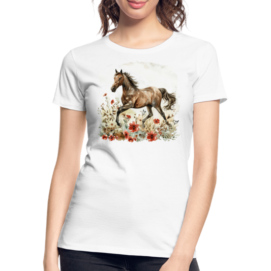 Flower Horse 9 - Frauen Premium Bio T-Shirt - Weiß