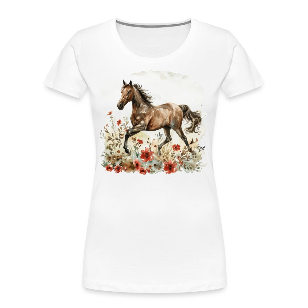 Flower Horse 9 - Frauen Premium Bio T-Shirt - Weiß