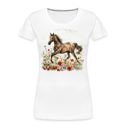 Flower Horse 9 - Frauen Premium Bio T-Shirt - Weiß