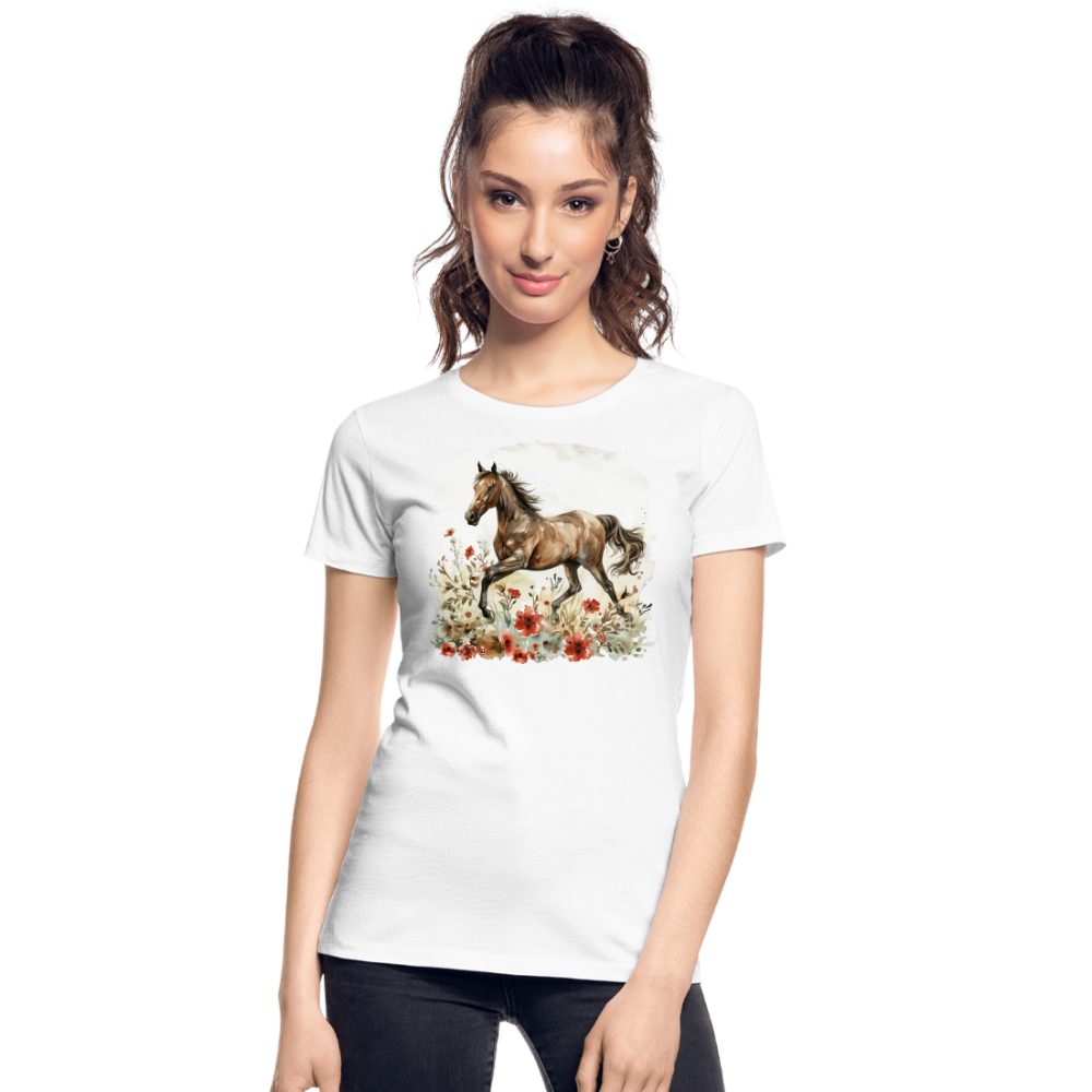 Flower Horse 9 - Frauen Premium Bio T-Shirt - Weiß