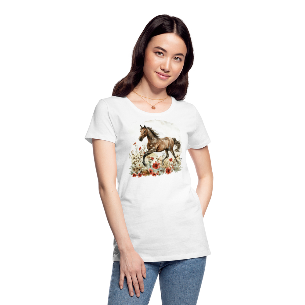 Flower Horse 9 - Frauen Premium Bio T-Shirt - Weiß