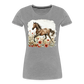 Flower Horse 9 - Frauen Premium Bio T-Shirt - Grau meliert