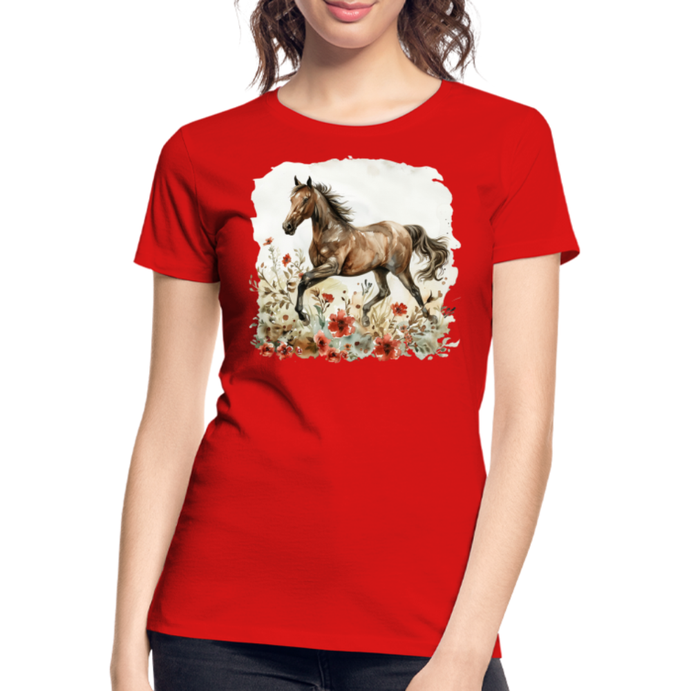 Flower Horse 9 - Frauen Premium Bio T-Shirt - Rot