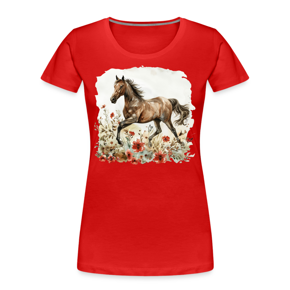 Flower Horse 9 - Frauen Premium Bio T-Shirt - Rot