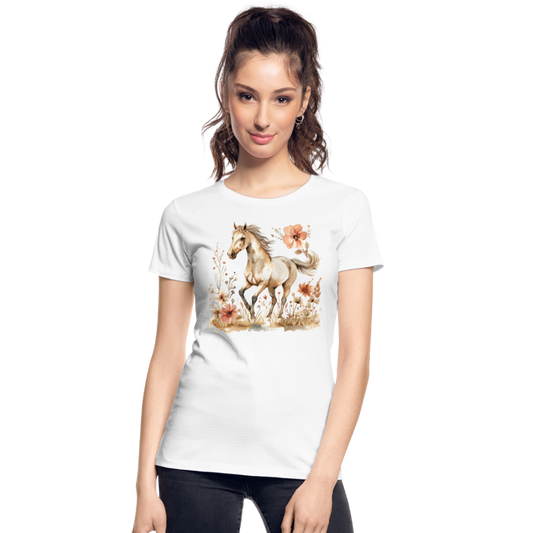 Flower Horse 6 - Frauen Premium Bio T-Shirt - Weiß