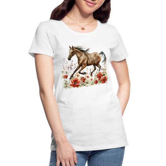 Flower Horse 12 - Frauen Premium Bio T-Shirt - Weiß