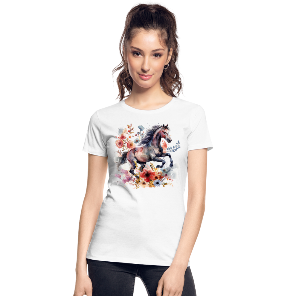 Flower Horse 18 - Frauen Premium Bio T-Shirt - Weiß