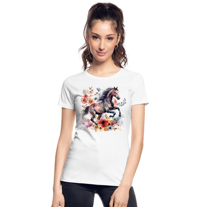 Flower Horse 18 - Frauen Premium Bio T-Shirt - Weiß