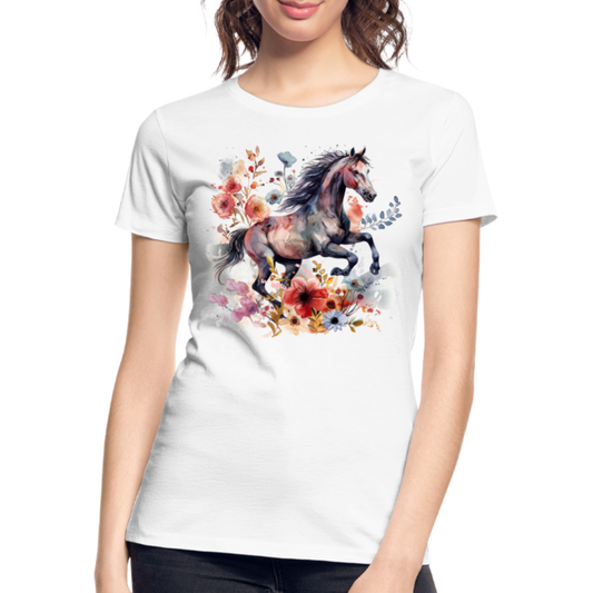 Flower Horse 18 - Frauen Premium Bio T-Shirt - Weiß