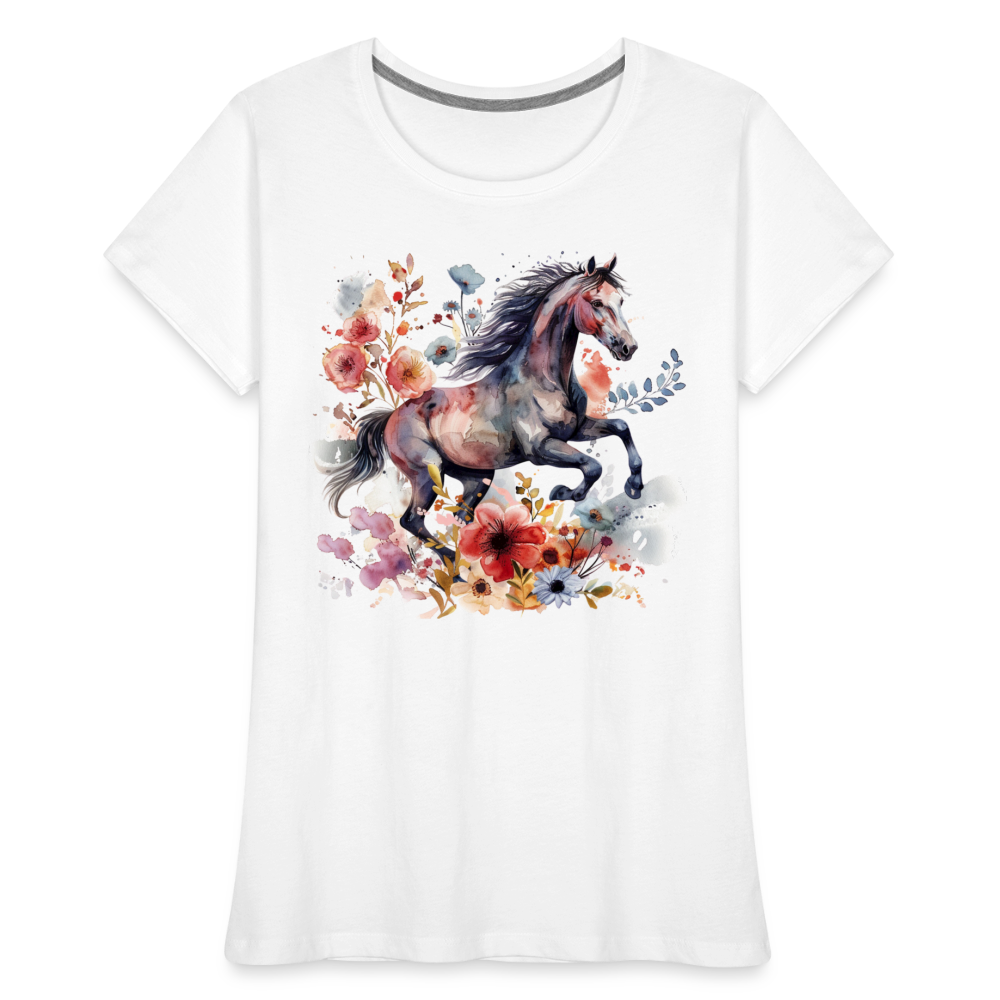 Flower Horse 18 - Frauen Premium Bio T-Shirt - Weiß