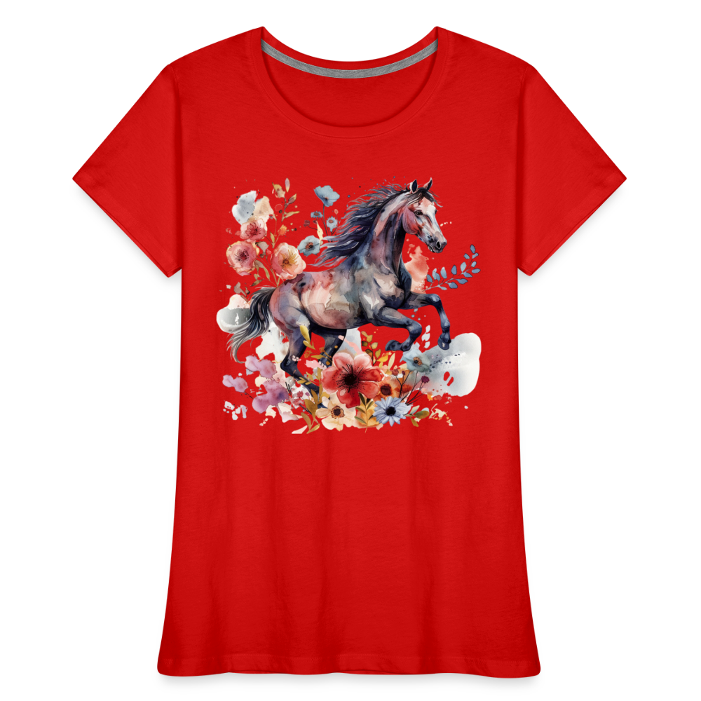 Flower Horse 18 - Frauen Premium Bio T-Shirt - Rot