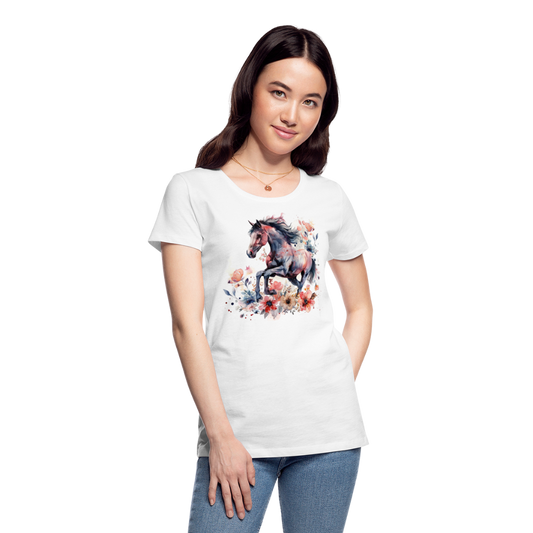 Flower Horse 16 - Frauen Premium Bio T-Shirt - Weiß