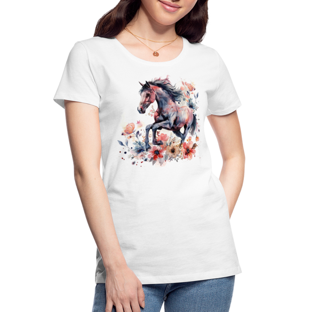 Flower Horse 16 - Frauen Premium Bio T-Shirt - Weiß