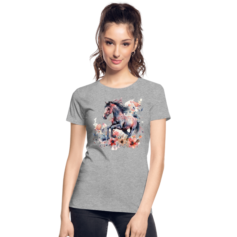 Flower Horse 16 - Frauen Premium Bio T-Shirt - Grau meliert