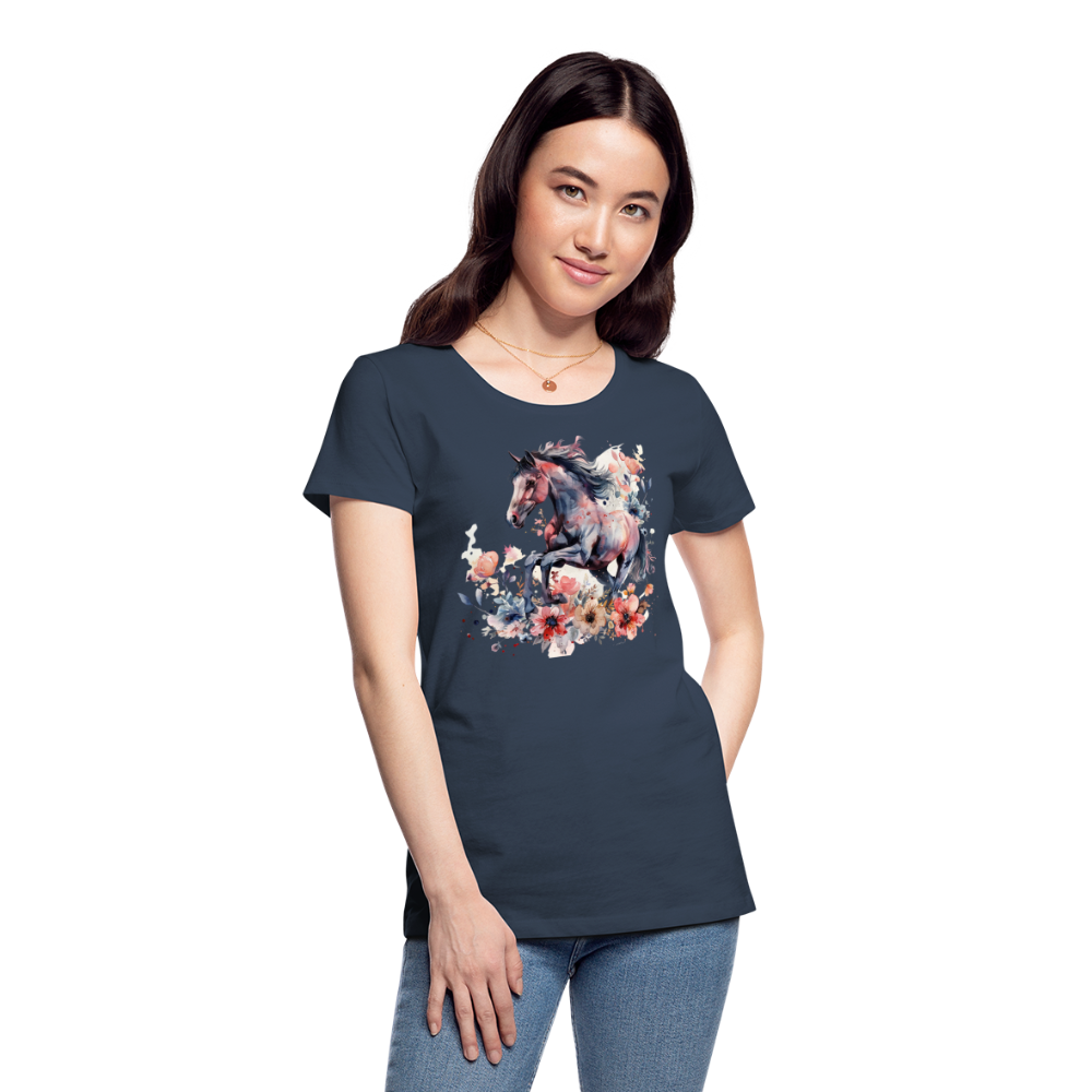 Flower Horse 16 - Frauen Premium Bio T-Shirt - Navy