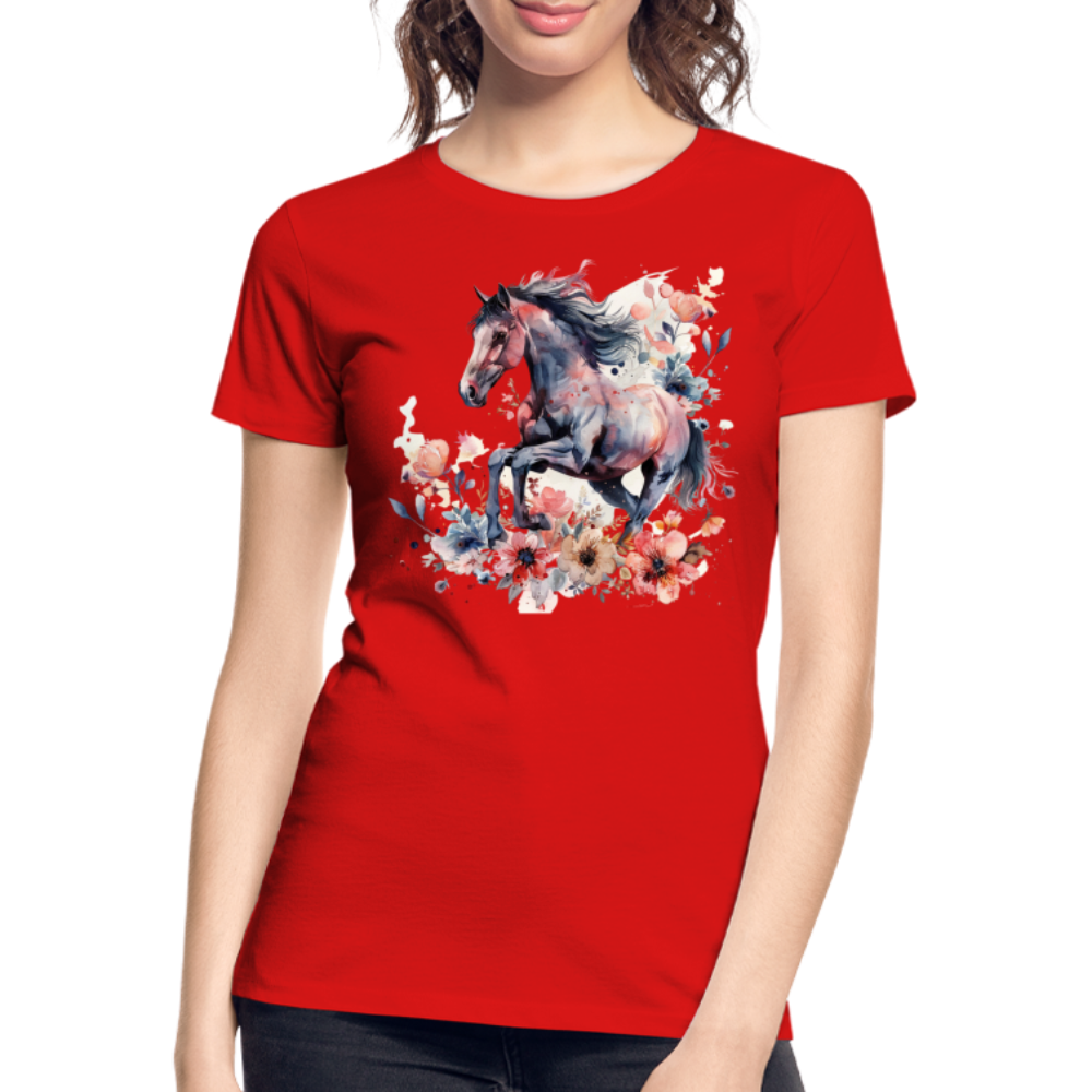 Flower Horse 16 - Frauen Premium Bio T-Shirt - Rot