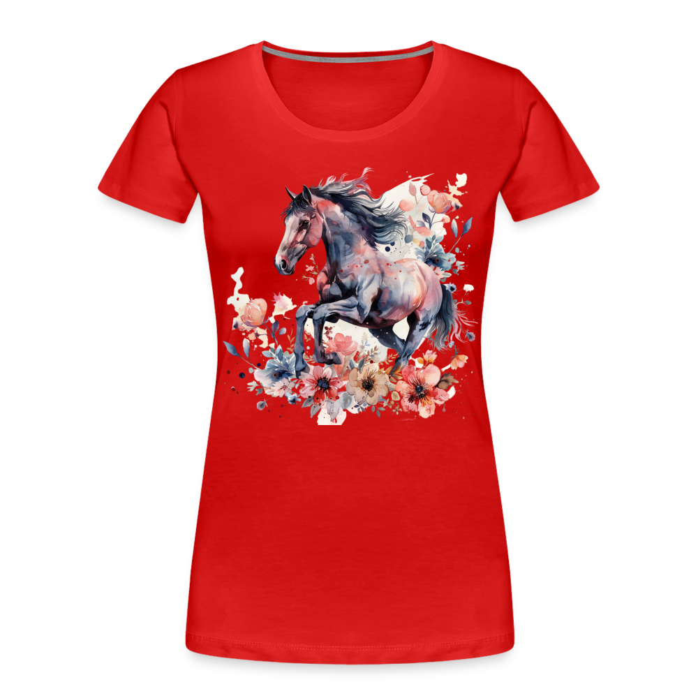 Flower Horse 16 - Frauen Premium Bio T-Shirt - Rot