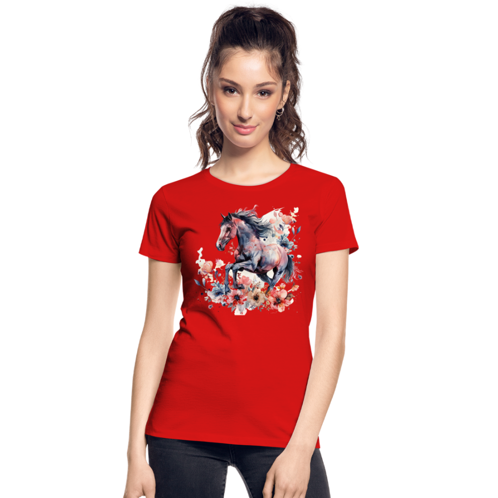 Flower Horse 16 - Frauen Premium Bio T-Shirt - Rot