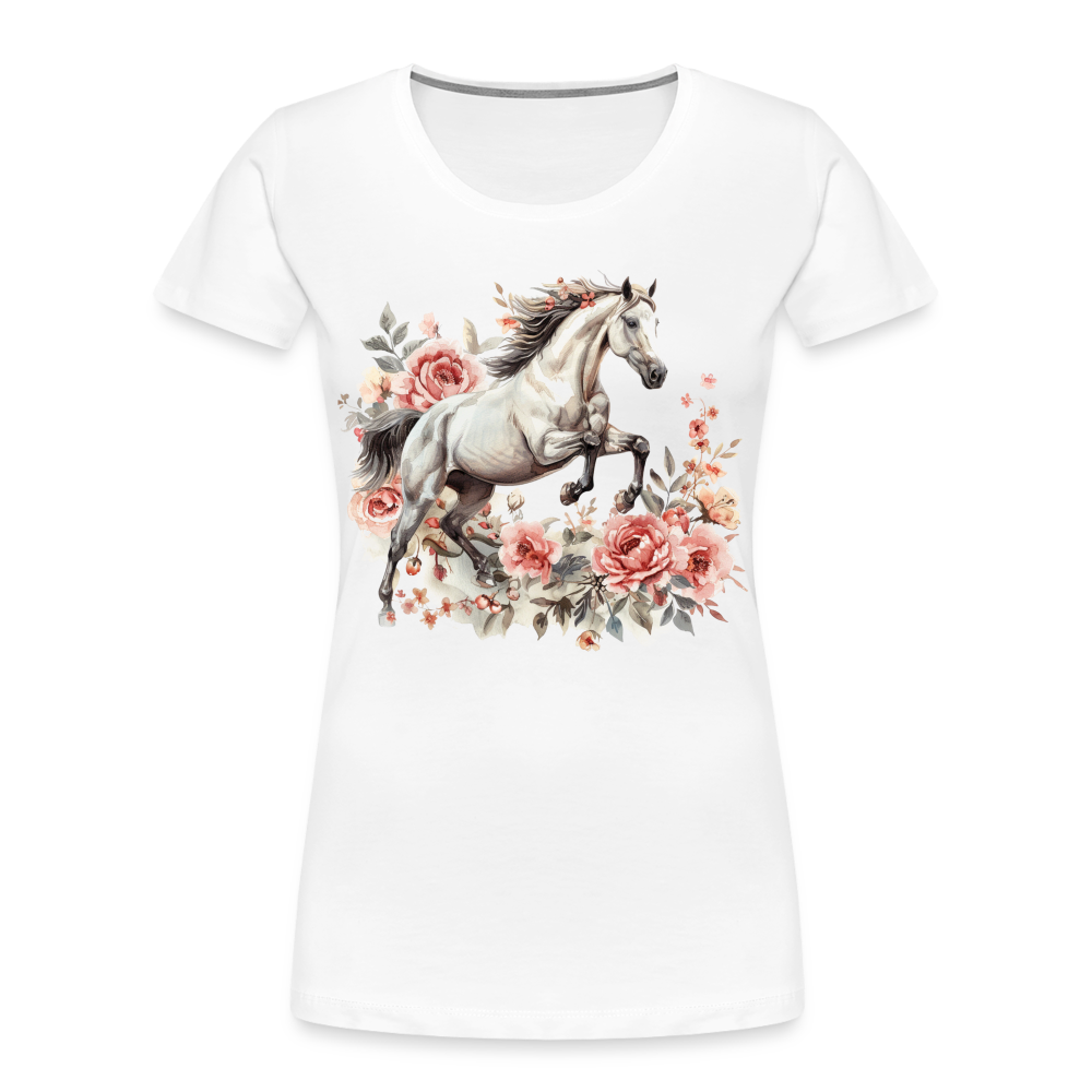 Flower Horse 13 - Frauen Premium Bio T-Shirt - Weiß