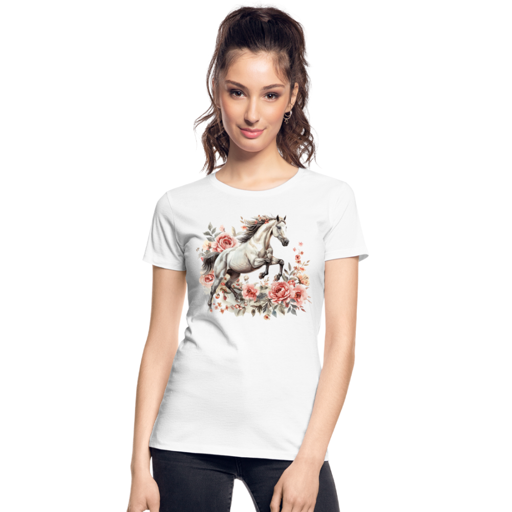 Flower Horse 13 - Frauen Premium Bio T-Shirt - Weiß