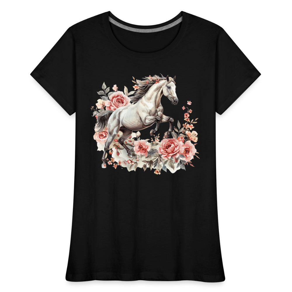 Flower Horse 13 - Frauen Premium Bio T-Shirt - Schwarz