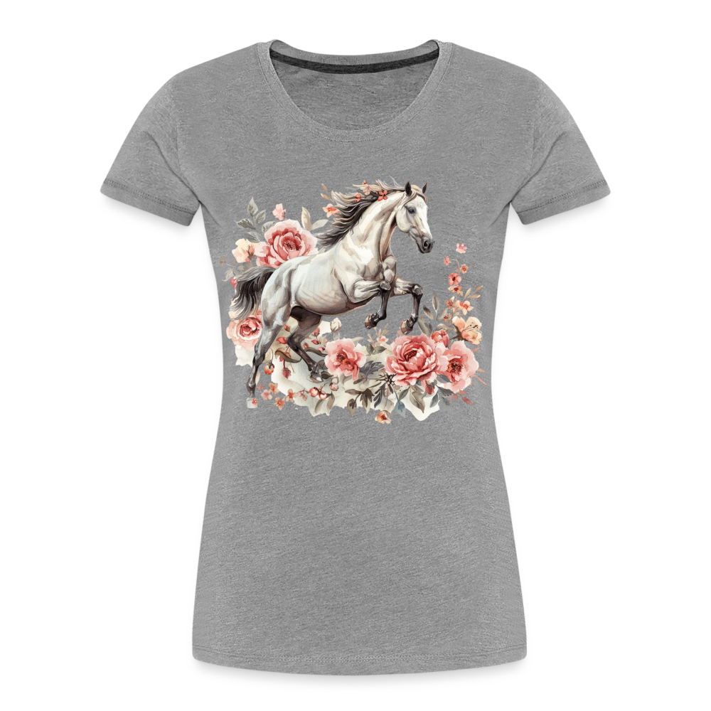 Flower Horse 13 - Frauen Premium Bio T-Shirt - Grau meliert