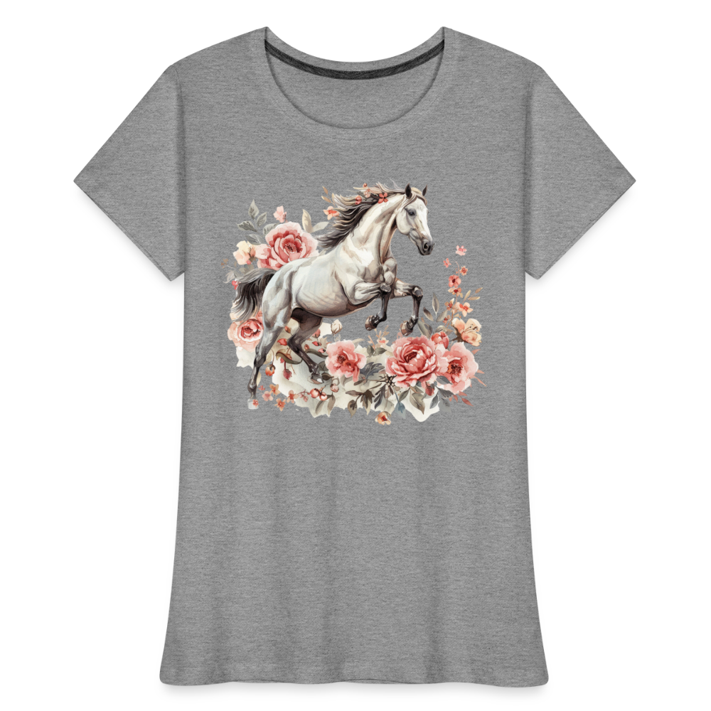 Flower Horse 13 - Frauen Premium Bio T-Shirt - Grau meliert