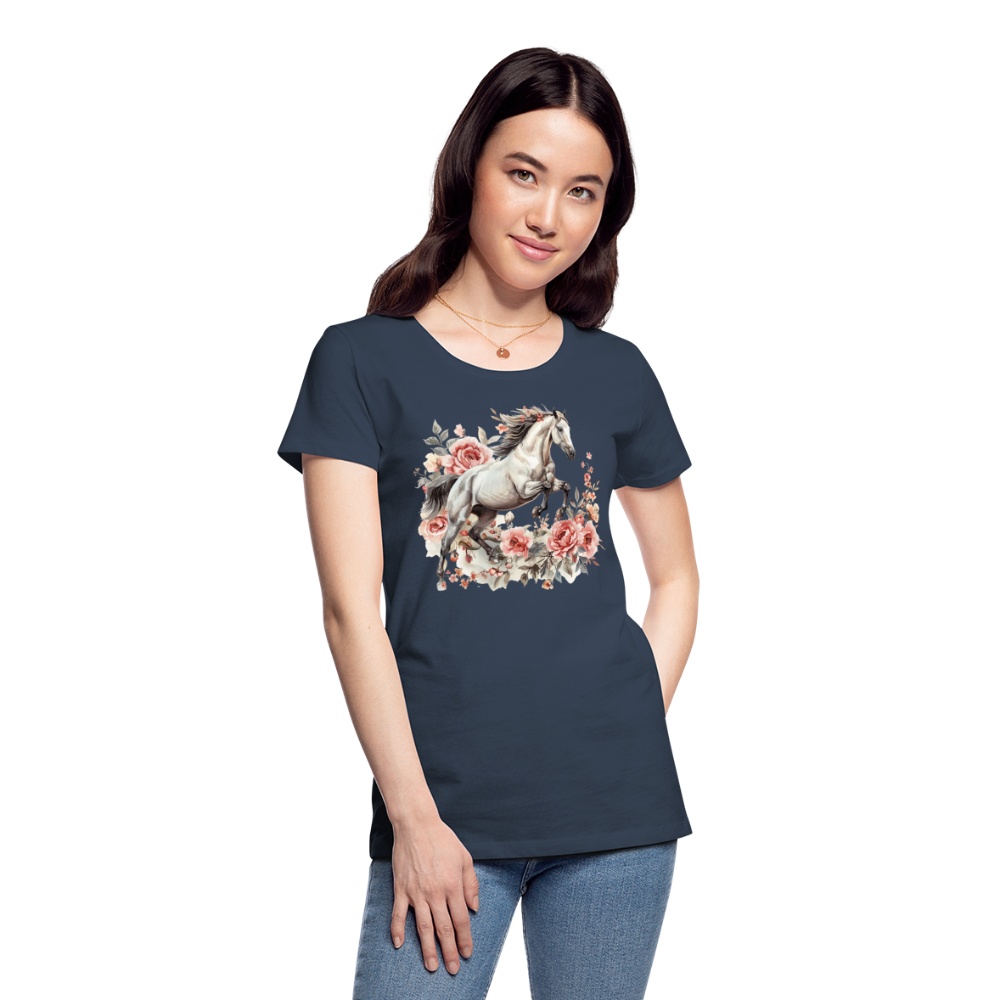 Flower Horse 13 - Frauen Premium Bio T-Shirt - Navy