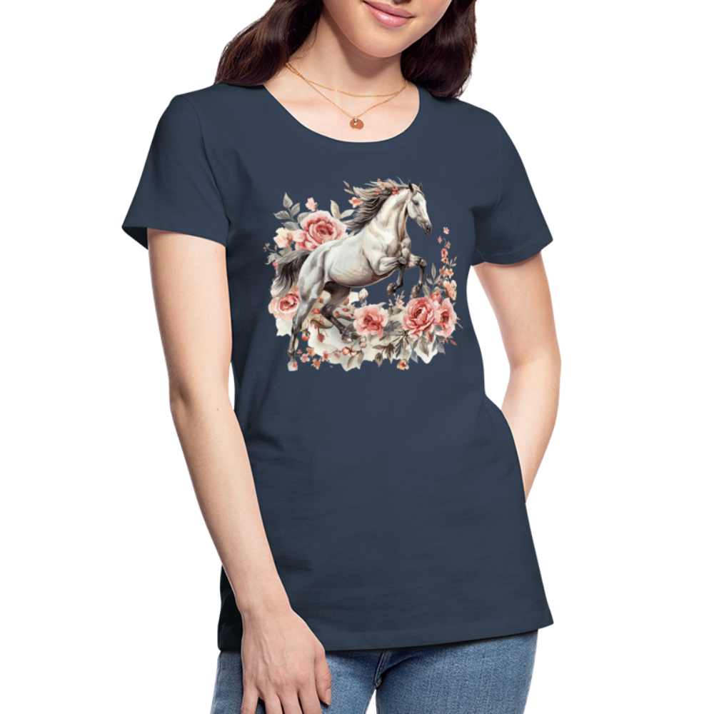 Flower Horse 13 - Frauen Premium Bio T-Shirt - Navy