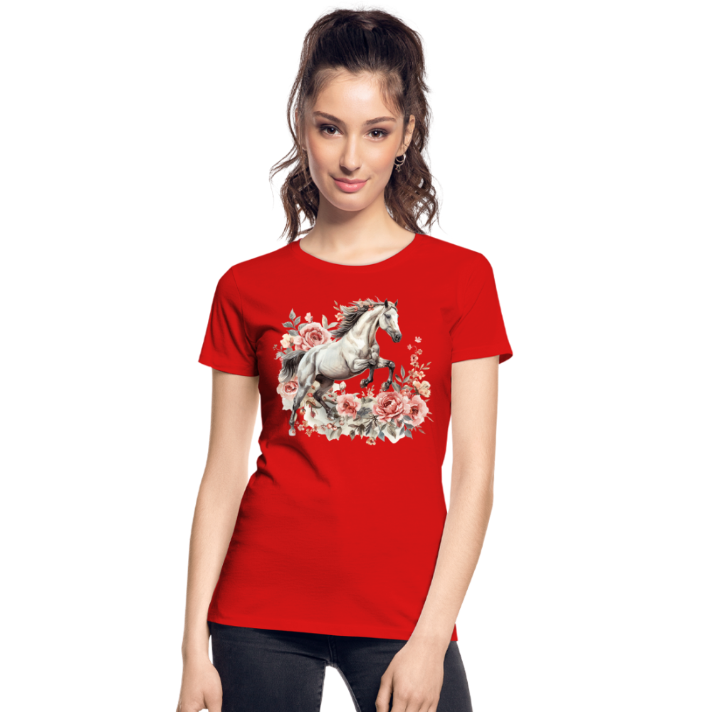 Flower Horse 13 - Frauen Premium Bio T-Shirt - Rot